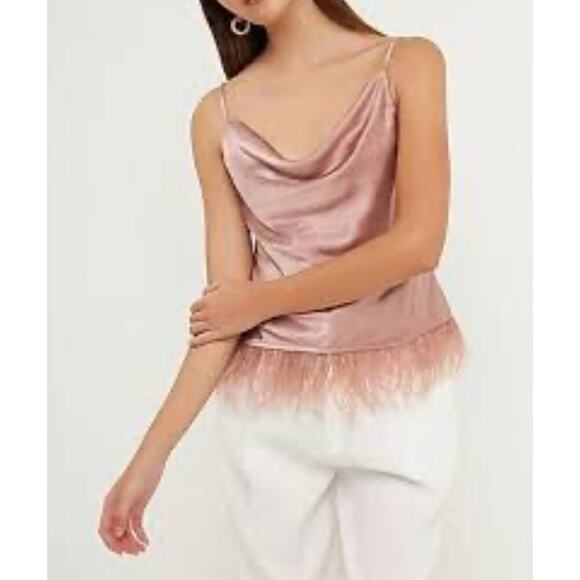 Blu Pepper Women’s Spaghetti Strap Cowl Neck Feather Fringe Top Size Medium NWT - Picture 7 of 7